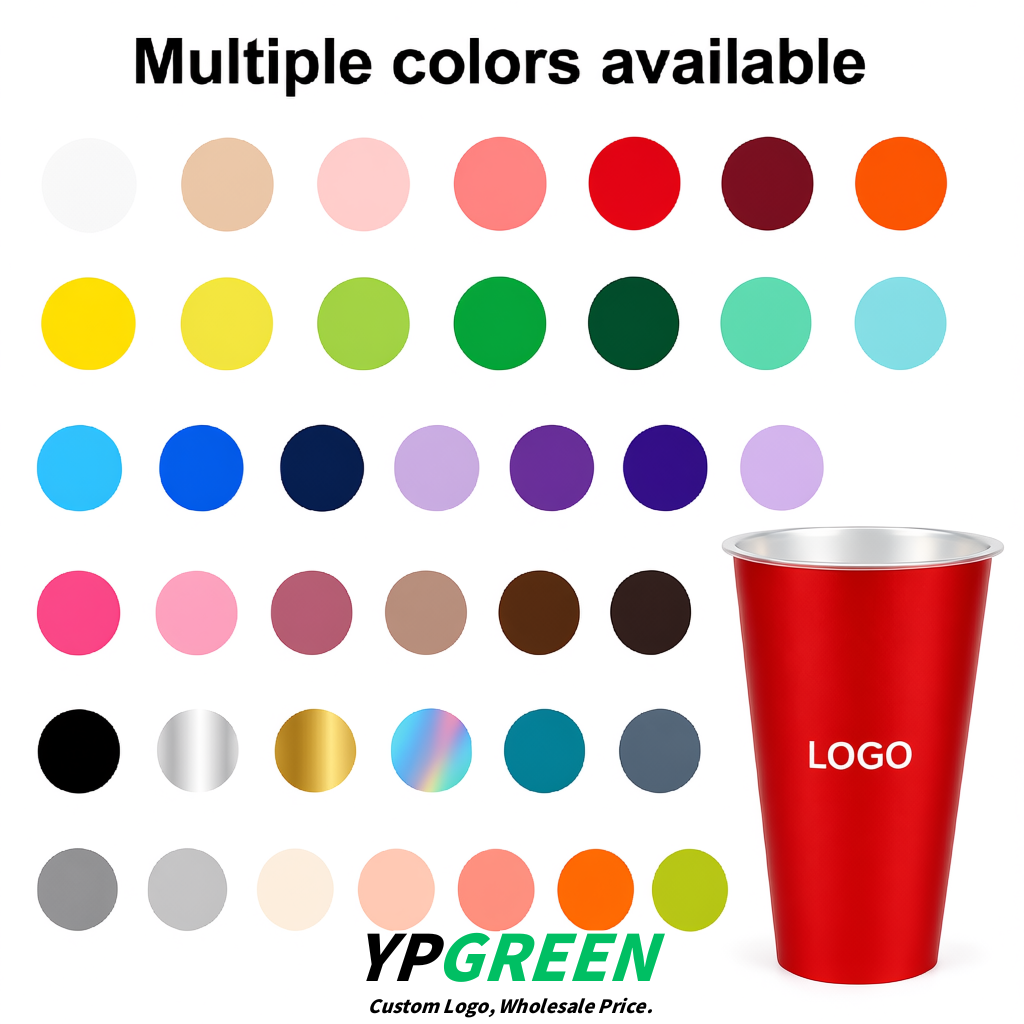 Red Matte Metal Film In-mold Labeling PP Injection Cup For Hot & Cold Drink
