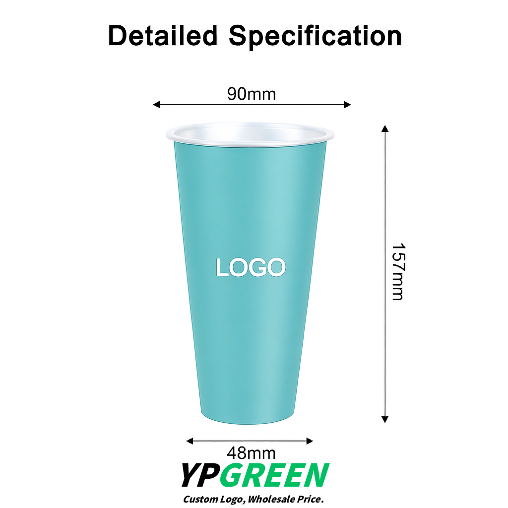 Robin Egg Blue Matte Metal Film In-mold Labeling PP Injection Cup For Hot & Cold Drink