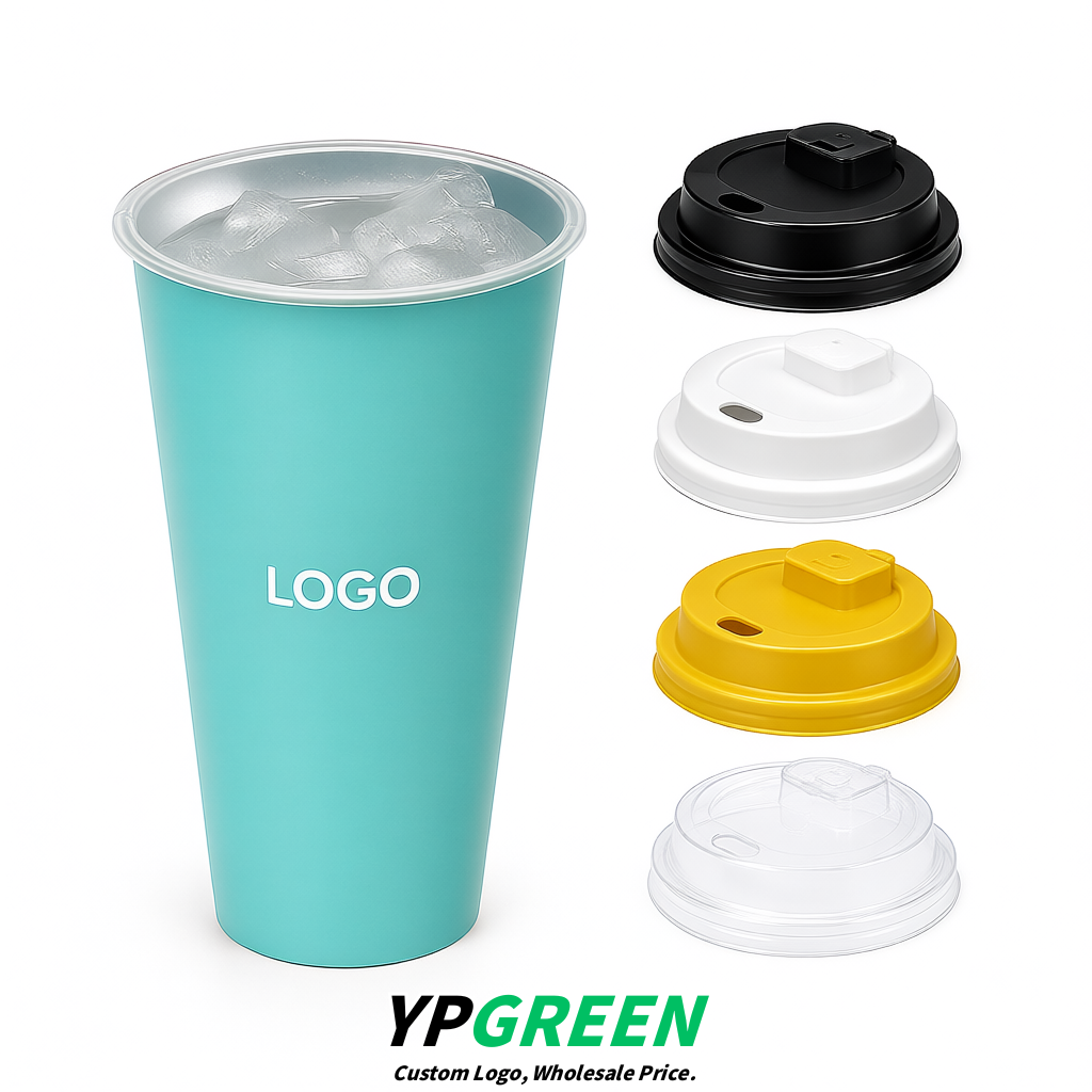 Robin Egg Blue Matte Metal Film In-mold Labeling PP Injection Cup For Hot & Cold Drink