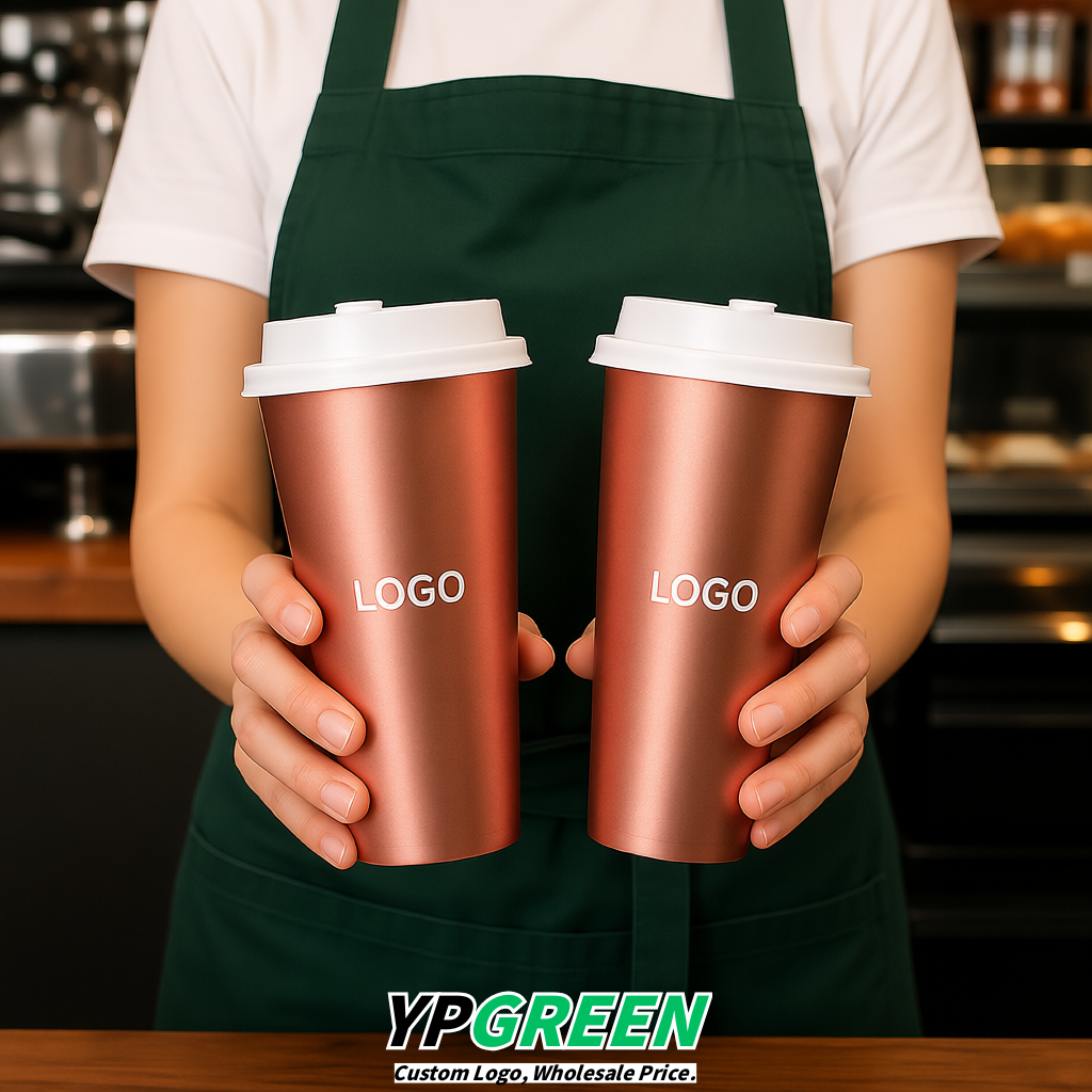 Rose Gold Matte Metal Film In-mold Labeling PP Injection Cup For Hot & Cold Drink
