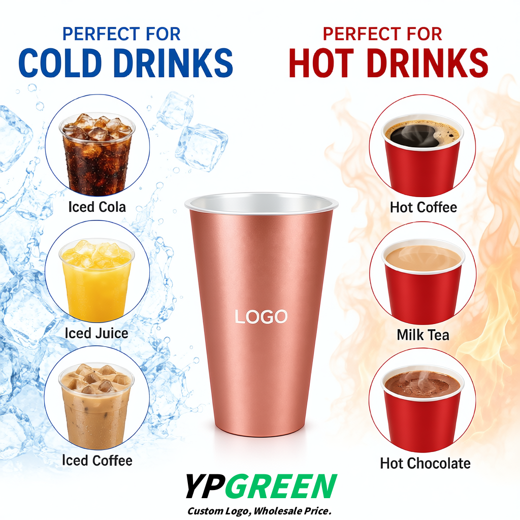 Rose Gold Matte Metal Film In-mold Labeling PP Injection Cup For Hot & Cold Drink