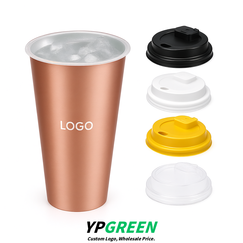 Rose Gold Matte Metal Film In-mold Labeling PP Injection Cup For Hot & Cold Drink