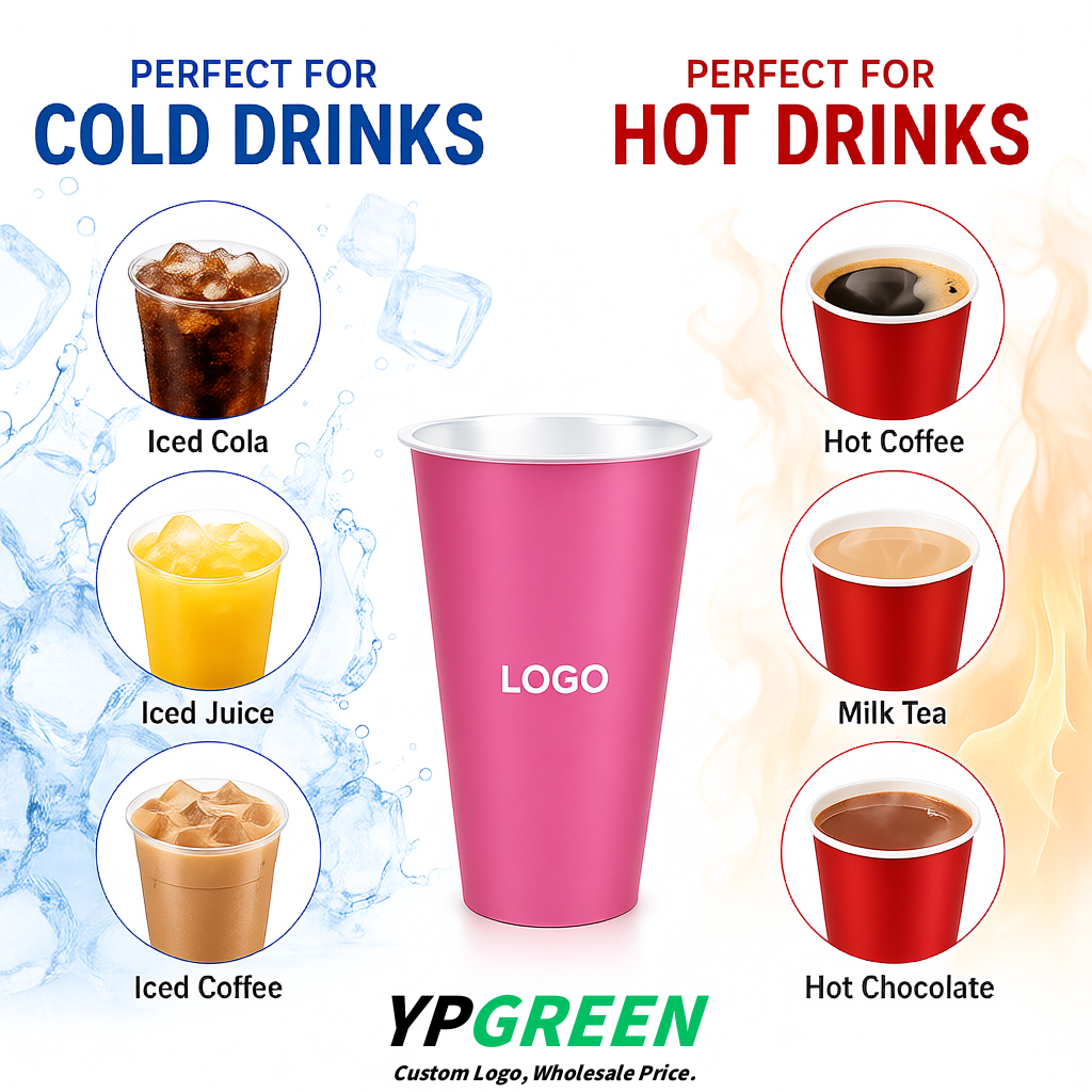 Rose Pink Matte Metal Film In-mold Labeling PP Injection Cup For Hot & Cold Drink