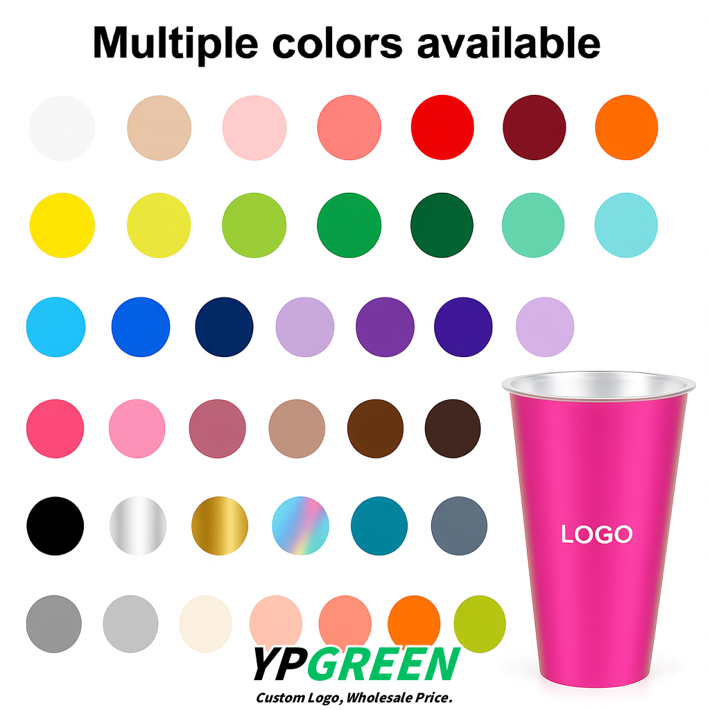 Rose Pink Matte Metal Film In-mold Labeling PP Injection Cup For Hot & Cold Drink