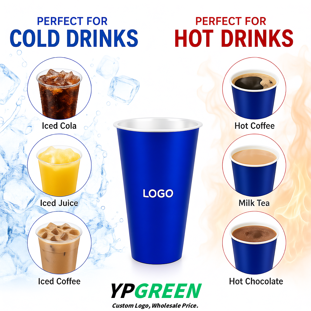 Royal Blue Matte Metal Film In-mold Labeling PP Injection Cup For Hot & Cold Drink
