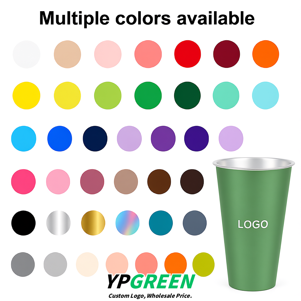 Sage Green Matte Metal Film In-mold Labeling PP Injection Cup For Hot & Cold Drink