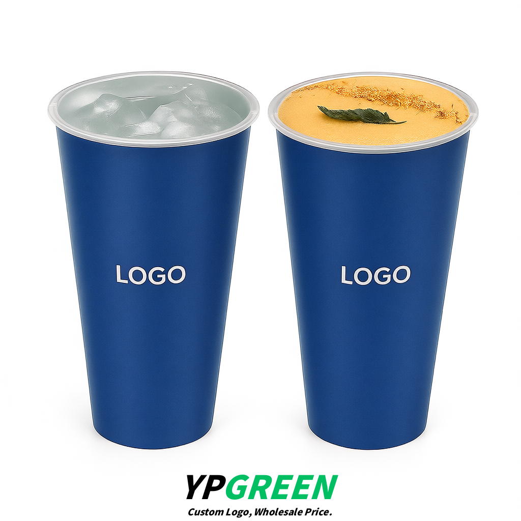 Sapphire Matte Metal Film In-mold Labeling PP Injection Cup For Hot & Cold Drink