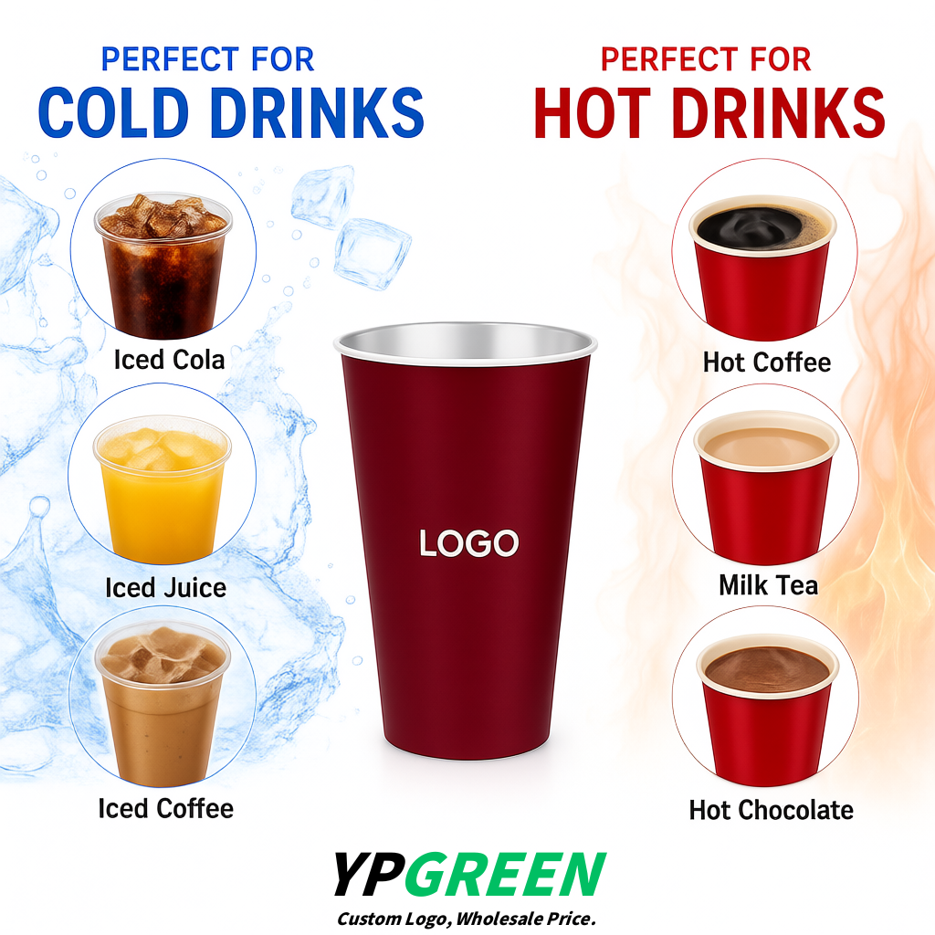 Scarlet Matte Metal Film In-mold Labeling PP Injection Cup For Hot & Cold Drink