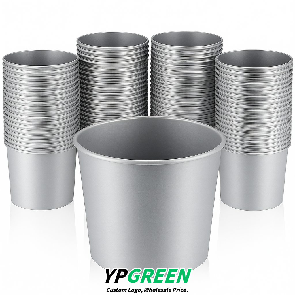 Silver 85 oz Paper Buckets 6.9x5.7x6.3 Inches Cardboard Food Container