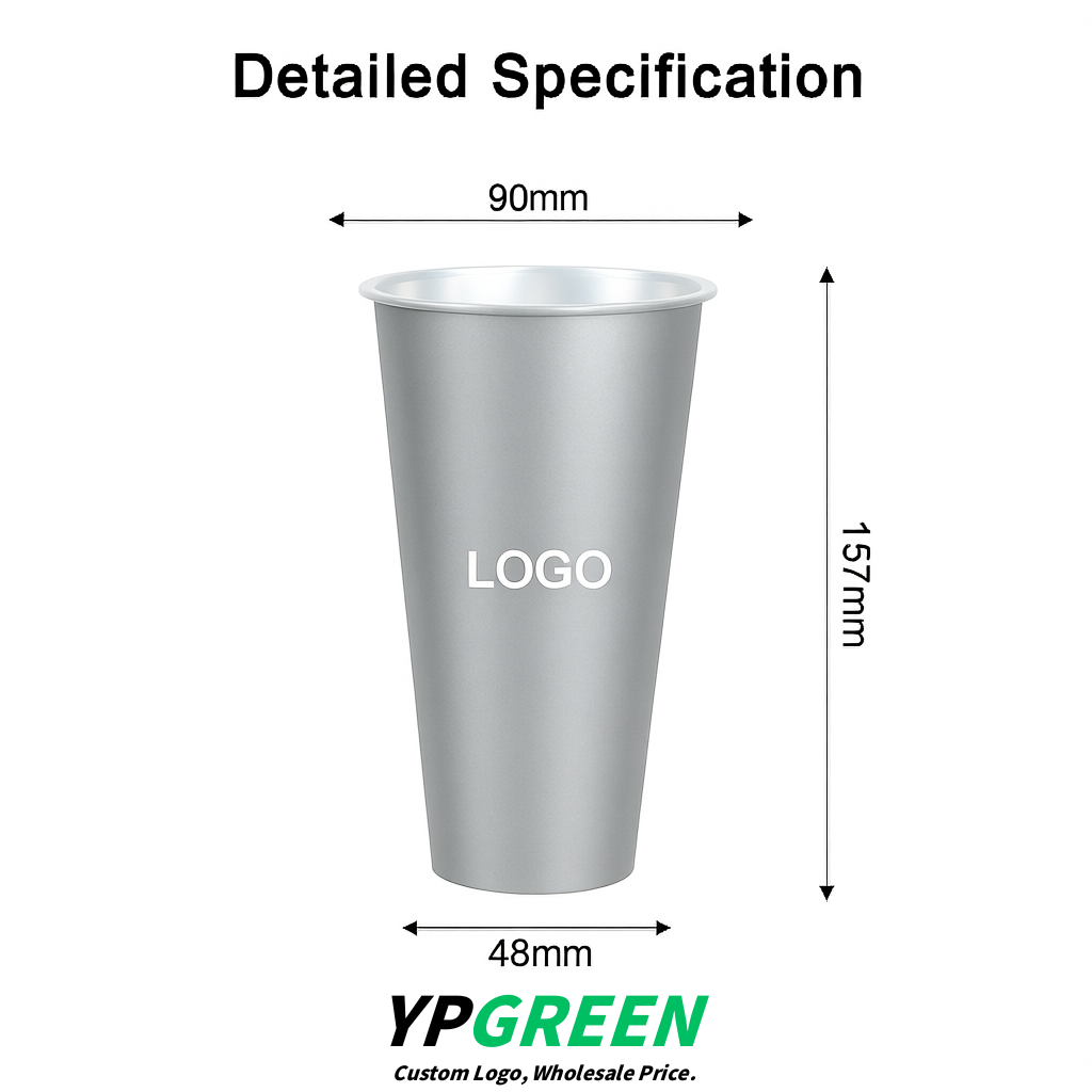 Silver Matte Metal Film In-mold Labeling PP Injection Cup For Hot & Cold Drink