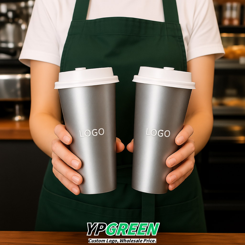 Silver Matte Metal Film In-mold Labeling PP Injection Cup For Hot & Cold Drink
