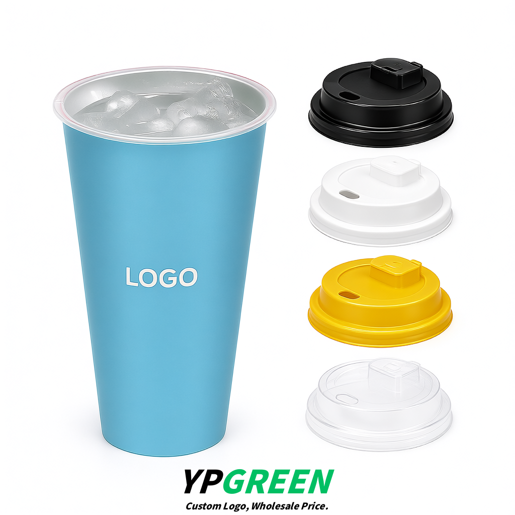 Sky Blue Matte Metal Film In-mold Labeling PP Injection Cup For Hot & Cold Drink
