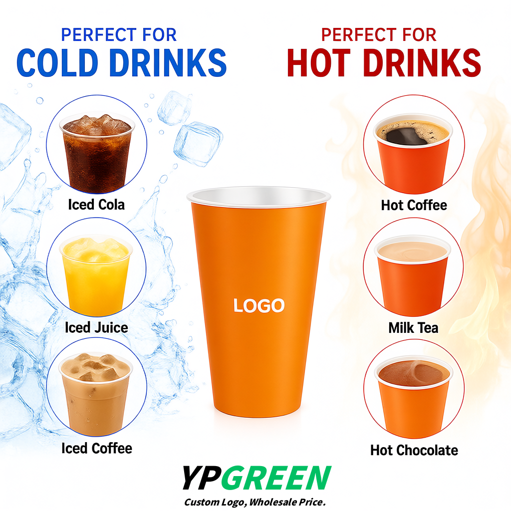 Tangerine Matte Metal Film In-mold Labeling PP Injection Cup For Hot & Cold Drink