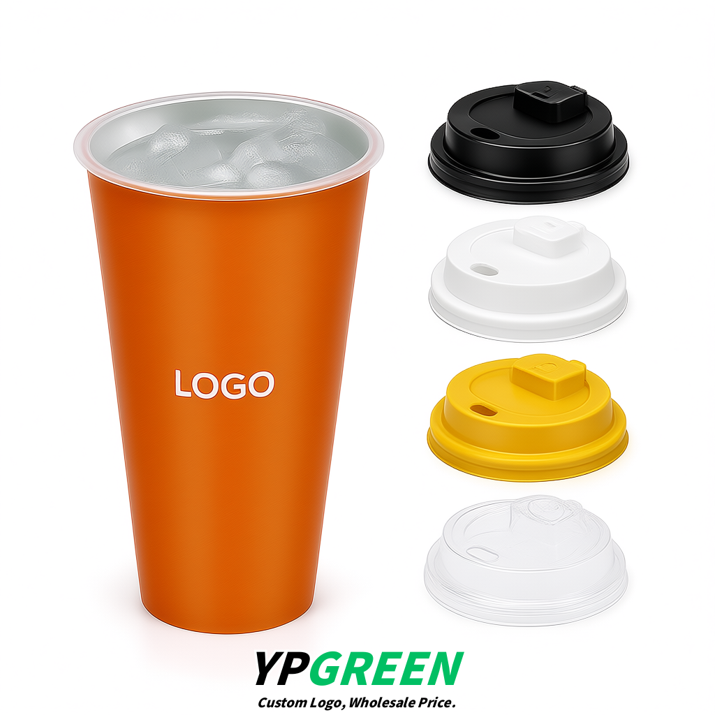 Tangerine Matte Metal Film In-mold Labeling PP Injection Cup For Hot & Cold Drink