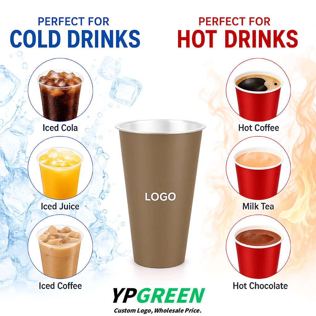 Taupe Matte Metal Film In-mold Labeling PP Injection Cup For Hot & Cold Drink