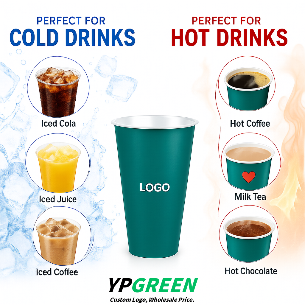 Teal Matte Metal Film In-mold Labeling PP Injection Cup For Hot & Cold Drink