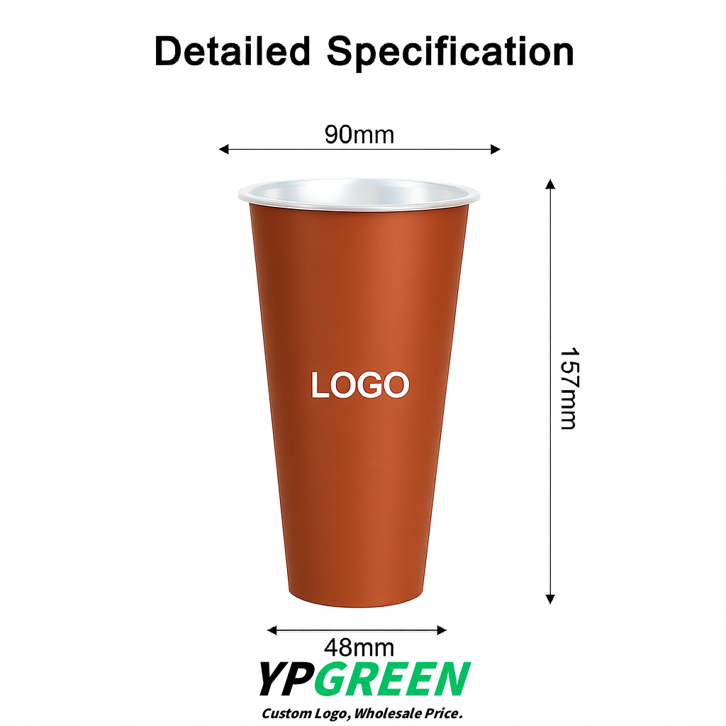 Terracotta Matte Metal Film In-mold Labeling PP Injection Cup For Hot & Cold Drink