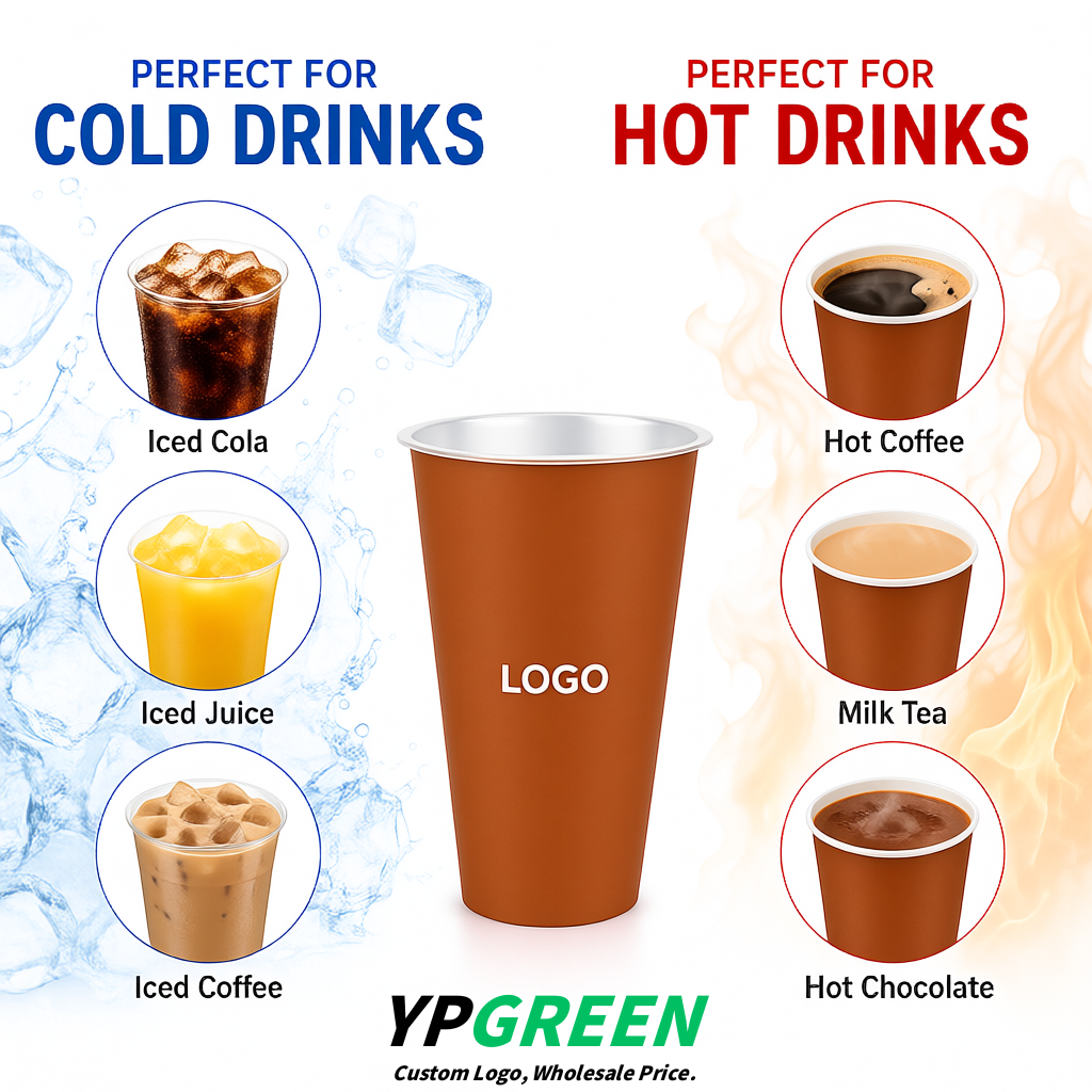 Terracotta Matte Metal Film In-mold Labeling PP Injection Cup For Hot & Cold Drink