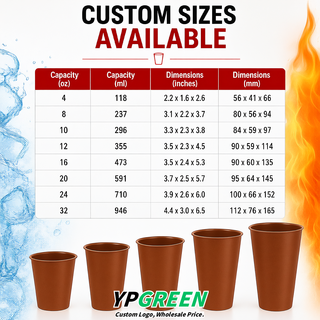 Terracotta Matte Metal Film In-mold Labeling PP Injection Cup For Hot & Cold Drink