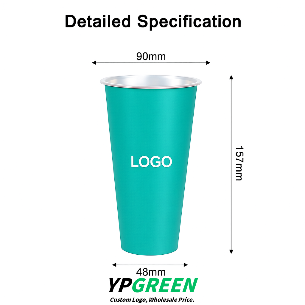 Turquoise Matte Metal Film In-mold Labeling PP Injection Cup For Hot & Cold Drink