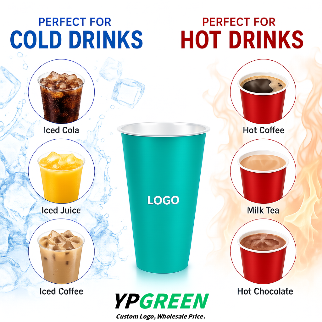 Turquoise Matte Metal Film In-mold Labeling PP Injection Cup For Hot & Cold Drink