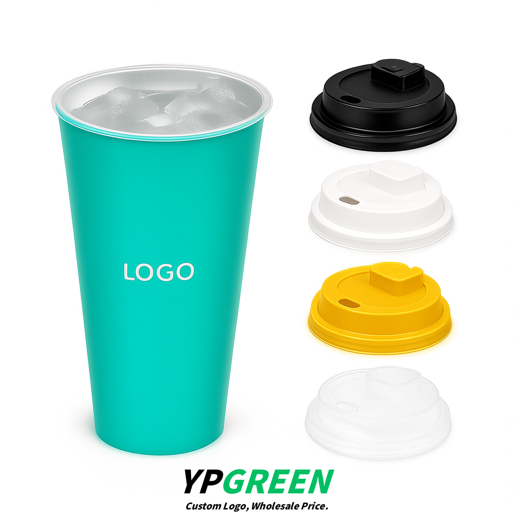 Turquoise Matte Metal Film In-mold Labeling PP Injection Cup For Hot & Cold Drink