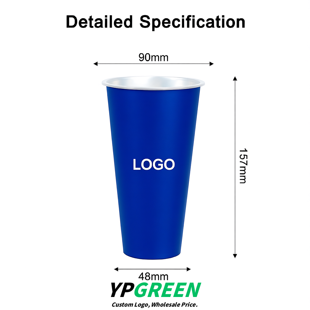 Ultramarine Matte Metal Film In-mold Labeling PP Injection Cup For Hot & Cold Drink