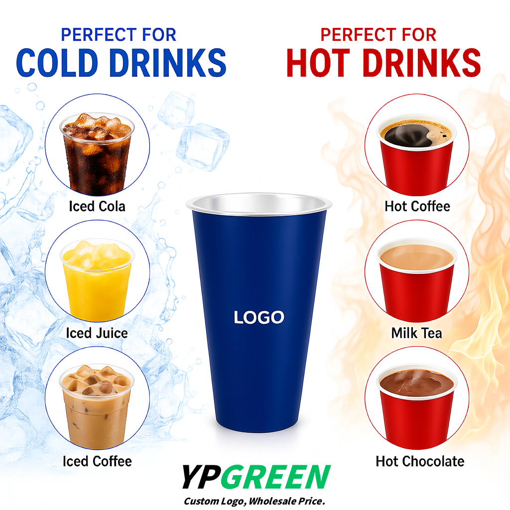 Ultramarine Matte Metal Film In-mold Labeling PP Injection Cup For Hot & Cold Drink