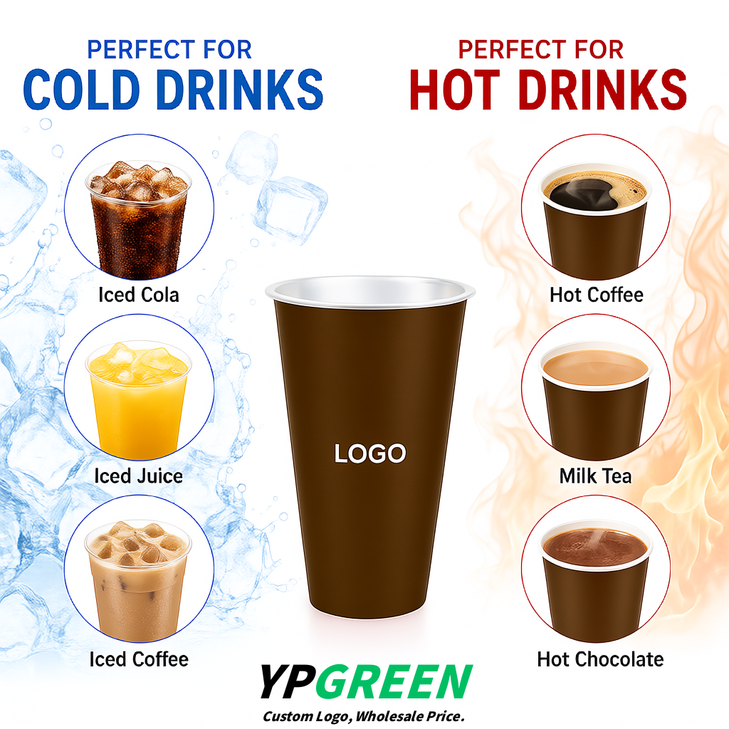 Umber Matte Metal Film In-mold Labeling PP Injection Cup For Hot & Cold Drink