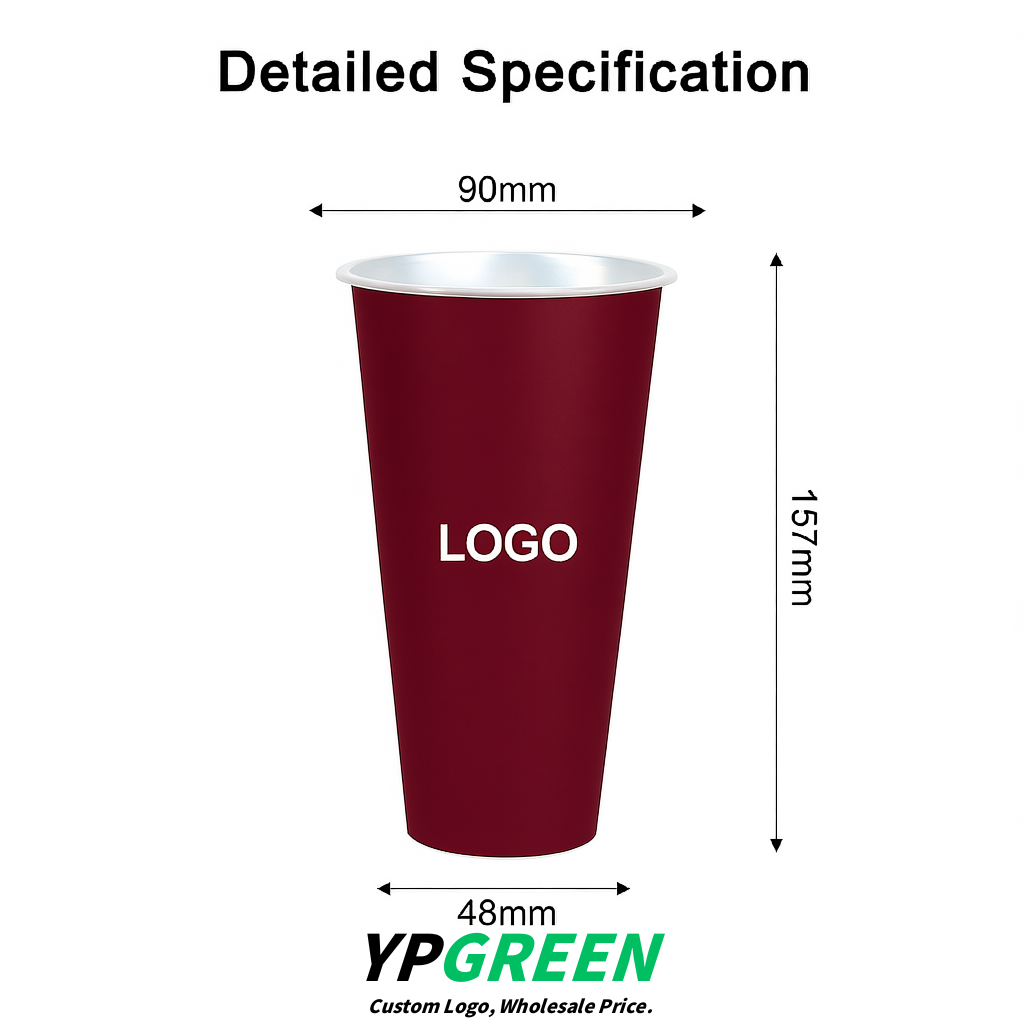 Vermilion Matte Metal Film In-mold Labeling PP Injection Cup For Hot & Cold Drink
