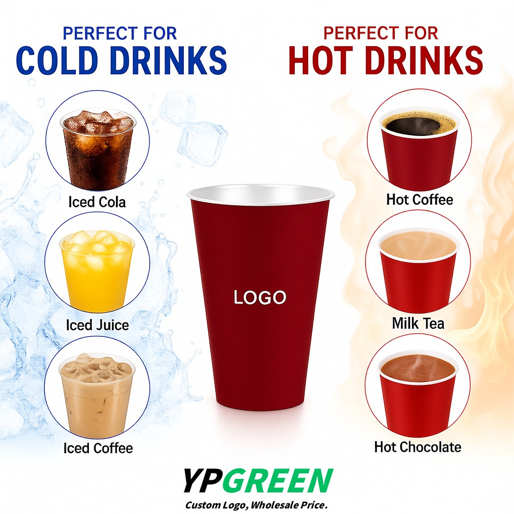 Vermilion Matte Metal Film In-mold Labeling PP Injection Cup For Hot & Cold Drink