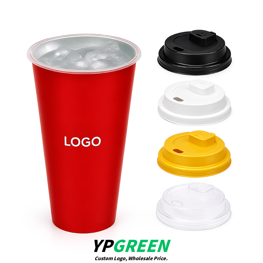 Vermilion Matte Metal Film In-mold Labeling PP Injection Cup For Hot & Cold Drink