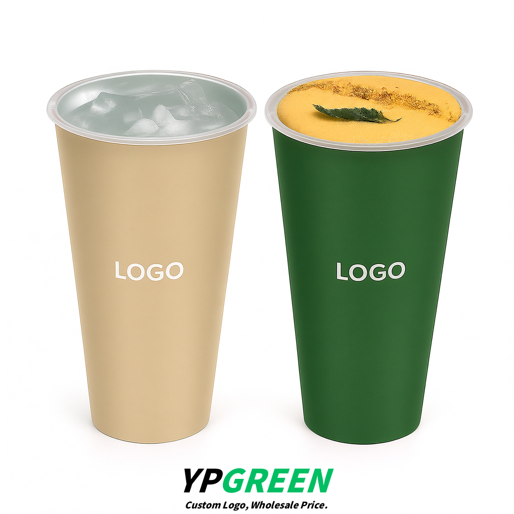 Viridian Matte Metal Film In-mold Labeling PP Injection Cup For Hot & Cold Drink