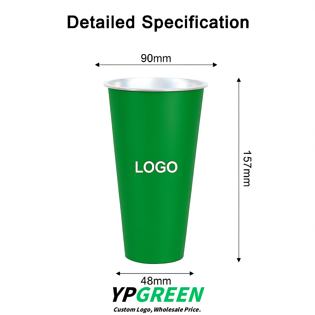Viridian Matte Metal Film In-mold Labeling PP Injection Cup For Hot & Cold Drink