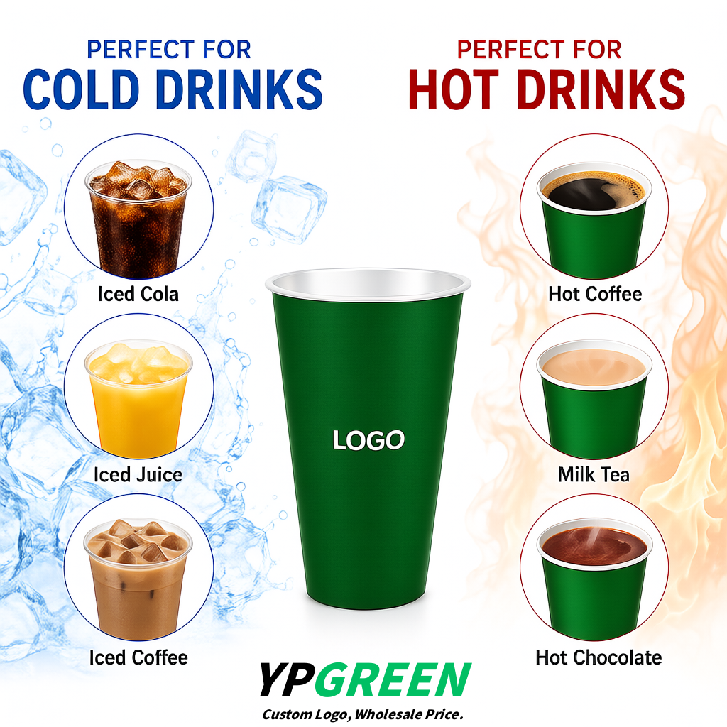 Viridian Matte Metal Film In-mold Labeling PP Injection Cup For Hot & Cold Drink