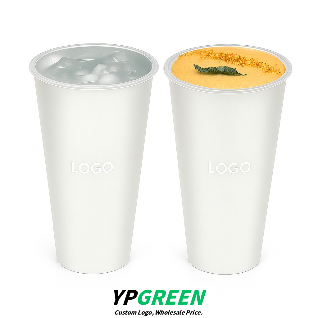 White Matte Metal Film In-mold Labeling PP Injection Cup For Hot & Cold Drink