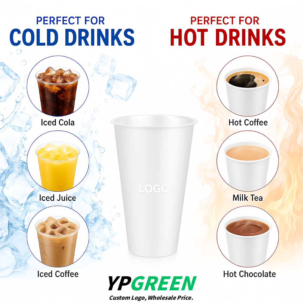 White Matte Metal Film In-mold Labeling PP Injection Cup For Hot & Cold Drink