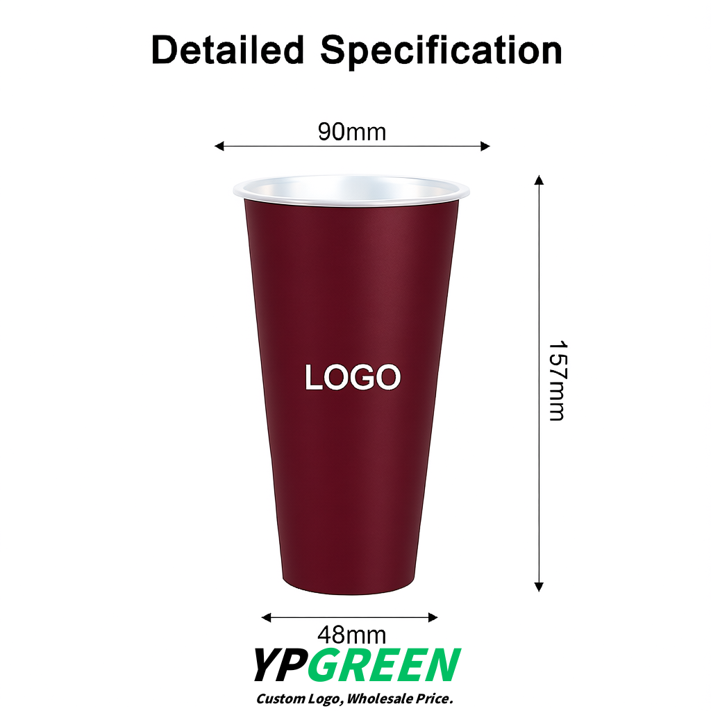 Wine Red Matte Metal Film In-mold Labeling PP Injection Cup For Hot & Cold Drink