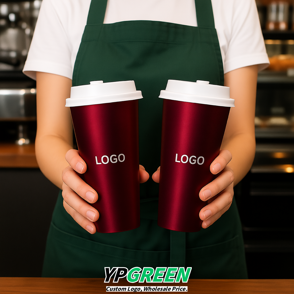 Wine Red Matte Metal Film In-mold Labeling PP Injection Cup For Hot & Cold Drink
