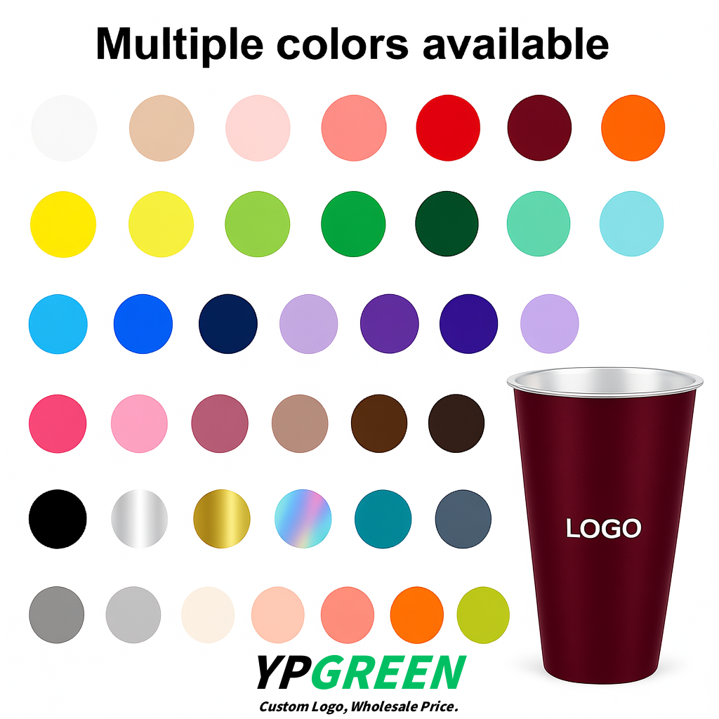 Wine Red Matte Metal Film In-mold Labeling PP Injection Cup For Hot & Cold Drink