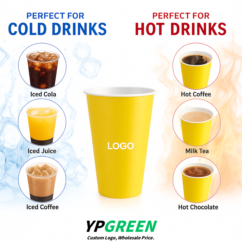 Yellow Matte Metal Film In-mold Labeling PP Injection Cup For Hot & Cold Drink