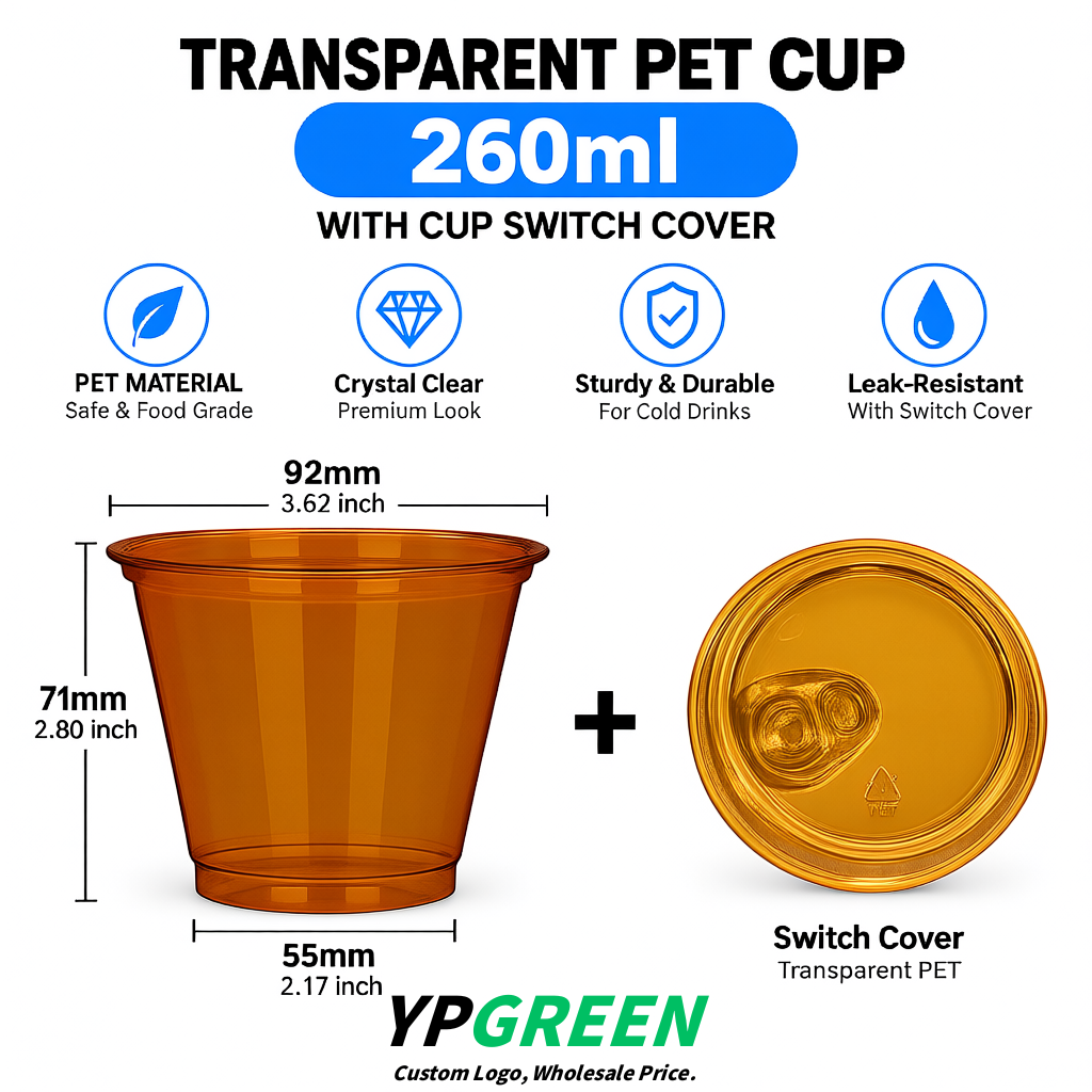 Amber Iced Latte Plastic Cup 260ml Disposable Clear Cup 9.2×5.5×7.1cm