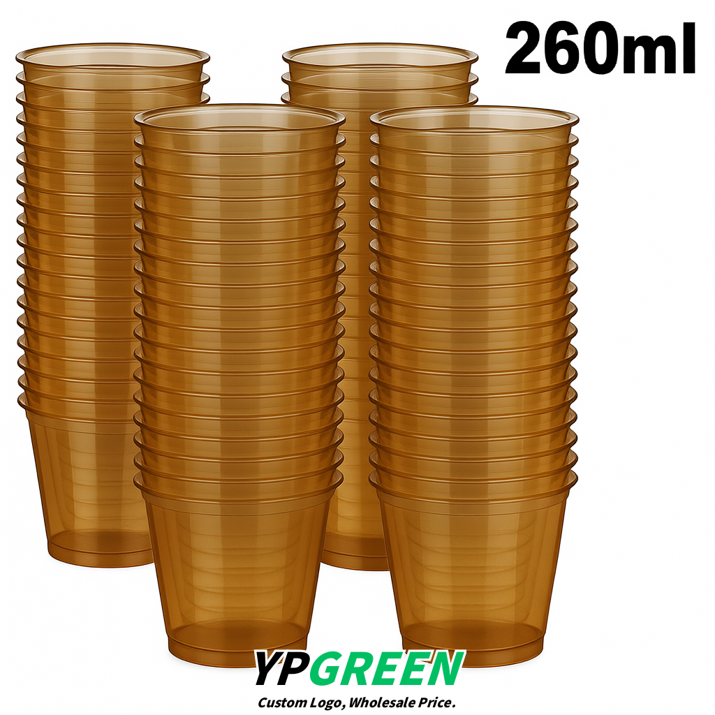 Amber Iced Latte Plastic Cup 260ml Disposable Clear Cup 9.2×5.5×7.1cm