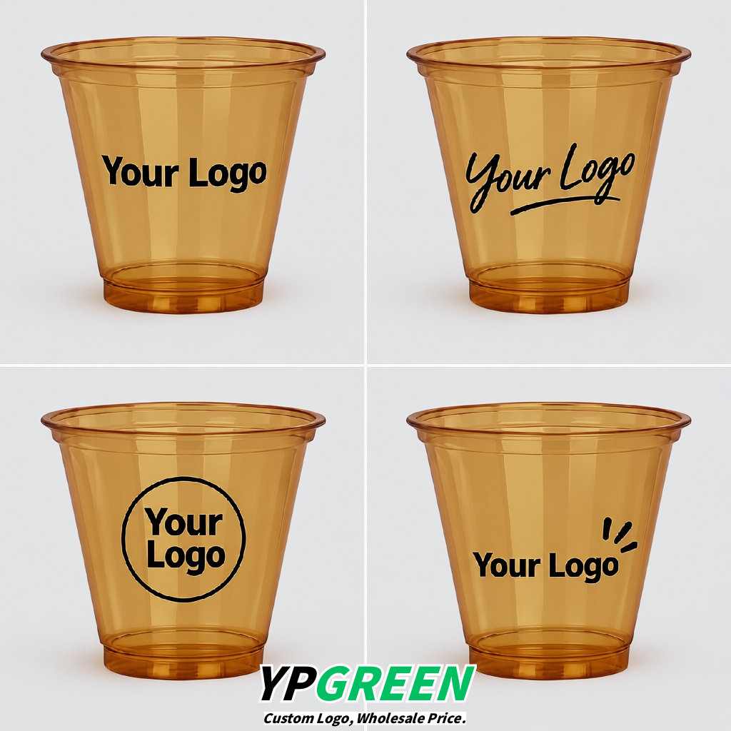 Amber Iced Latte Plastic Cup 260ml Disposable Clear Cup 9.2×5.5×7.1cm