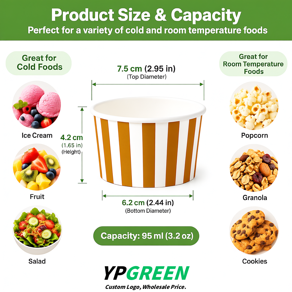 Amber Paper Gelato Takeaway Cup 2-10oz Disposable Ice Cream Bowls with Lids Factory