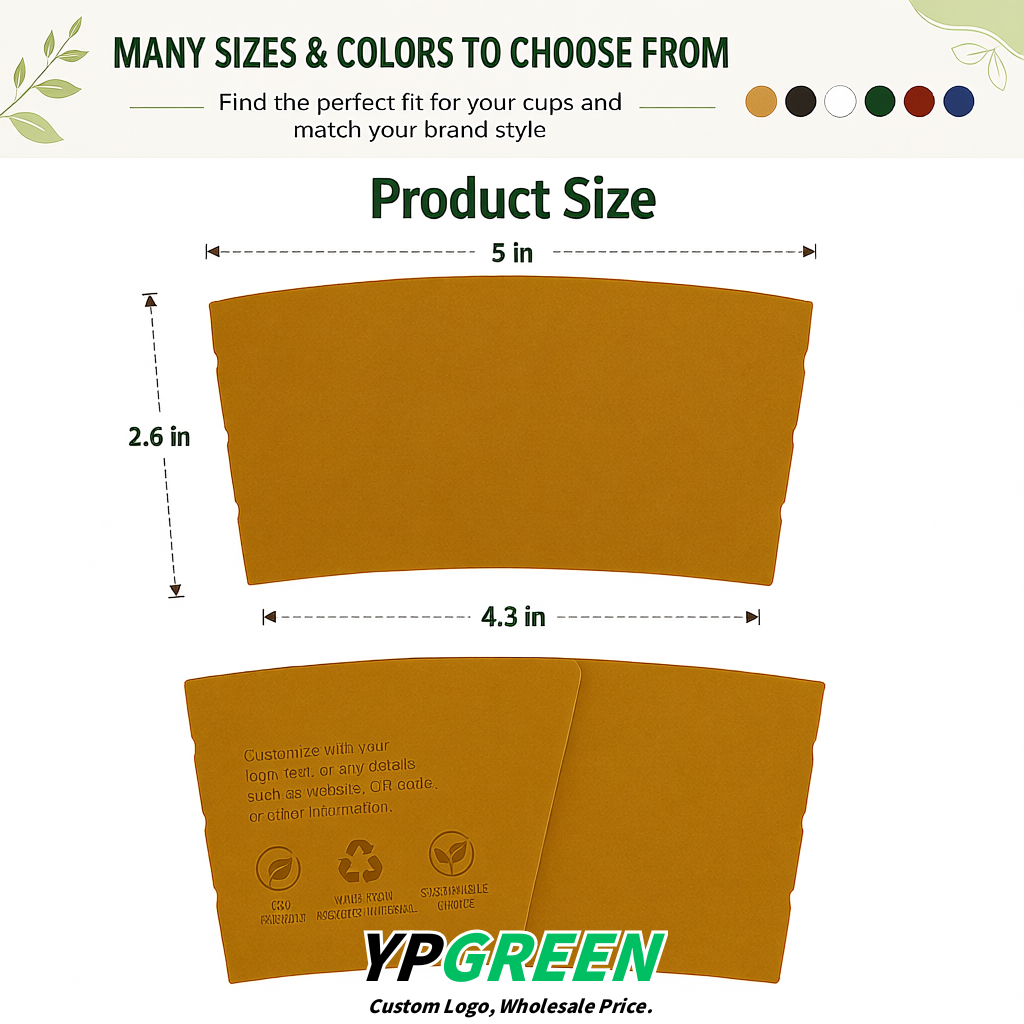 Amber Kraft Paper Coffee Cup Sleeves For 10, 12, 16, 20 oz Paper & Plastic Cups Factory