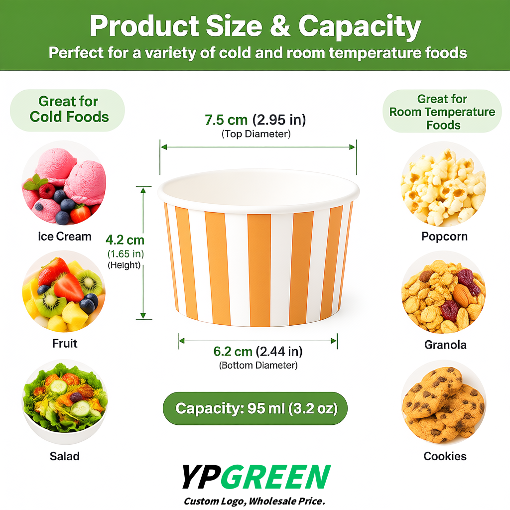 Apricot Paper Gelato Takeaway Cup 2-10oz Disposable Ice Cream Bowls with Lids Factory