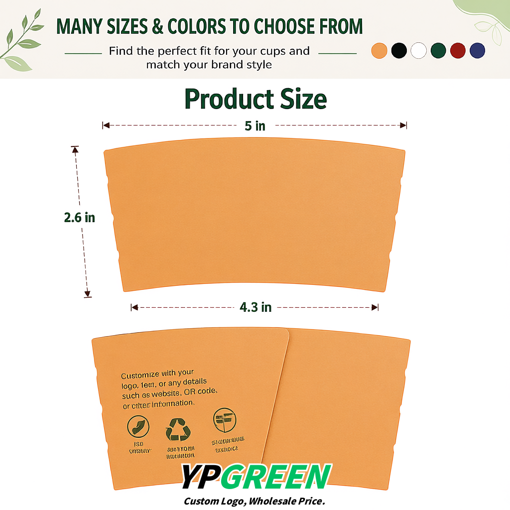 Apricot Kraft Paper Coffee Cup Sleeves For 10, 12, 16, 20 oz Paper & Plastic Cups Factory