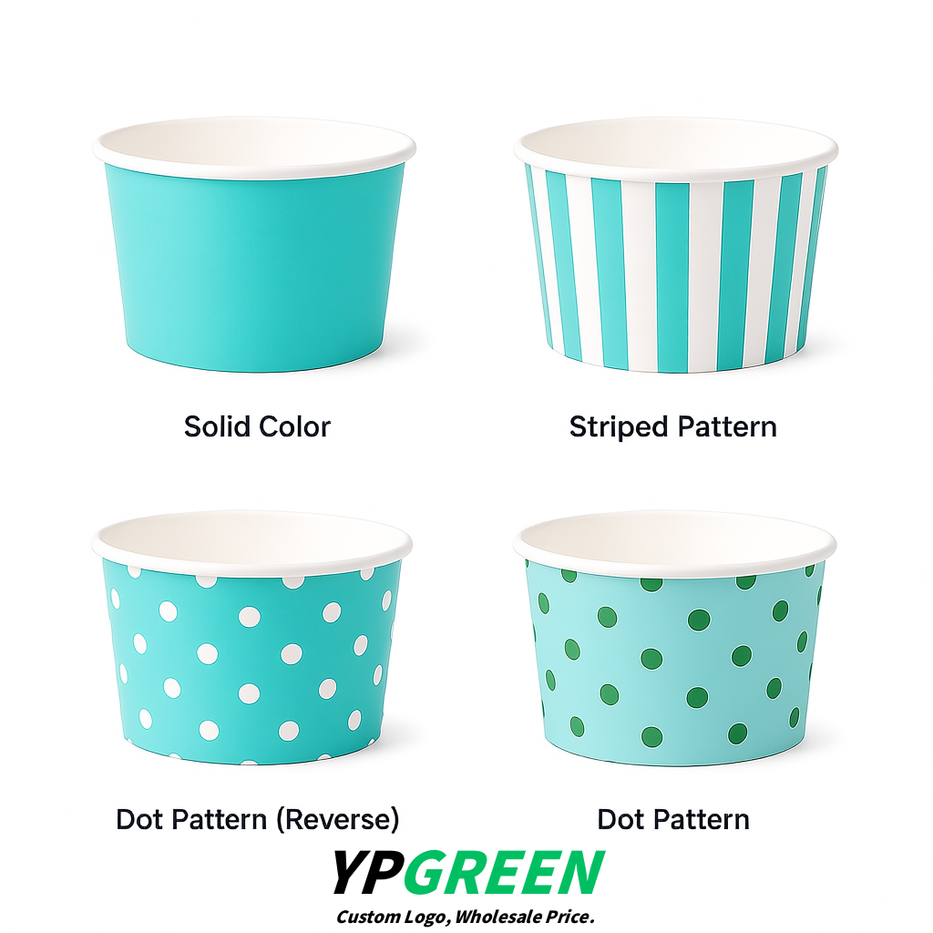 Aquamarine Paper Gelato Takeaway Cup 2-10oz Disposable Ice Cream Bowls with Lids Factory