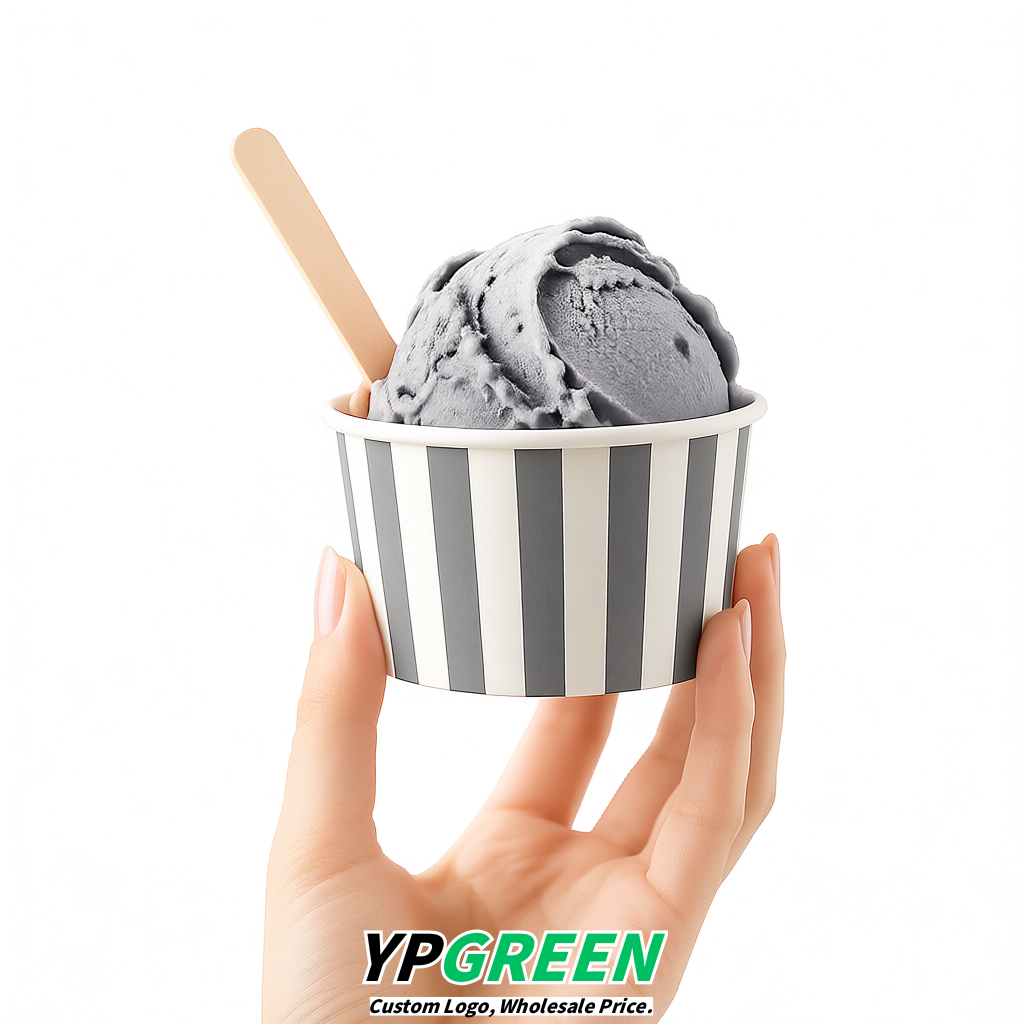 Aurora Gray Paper Gelato Takeaway Cup 2-10oz Disposable Ice Cream Bowls with Lids Factory